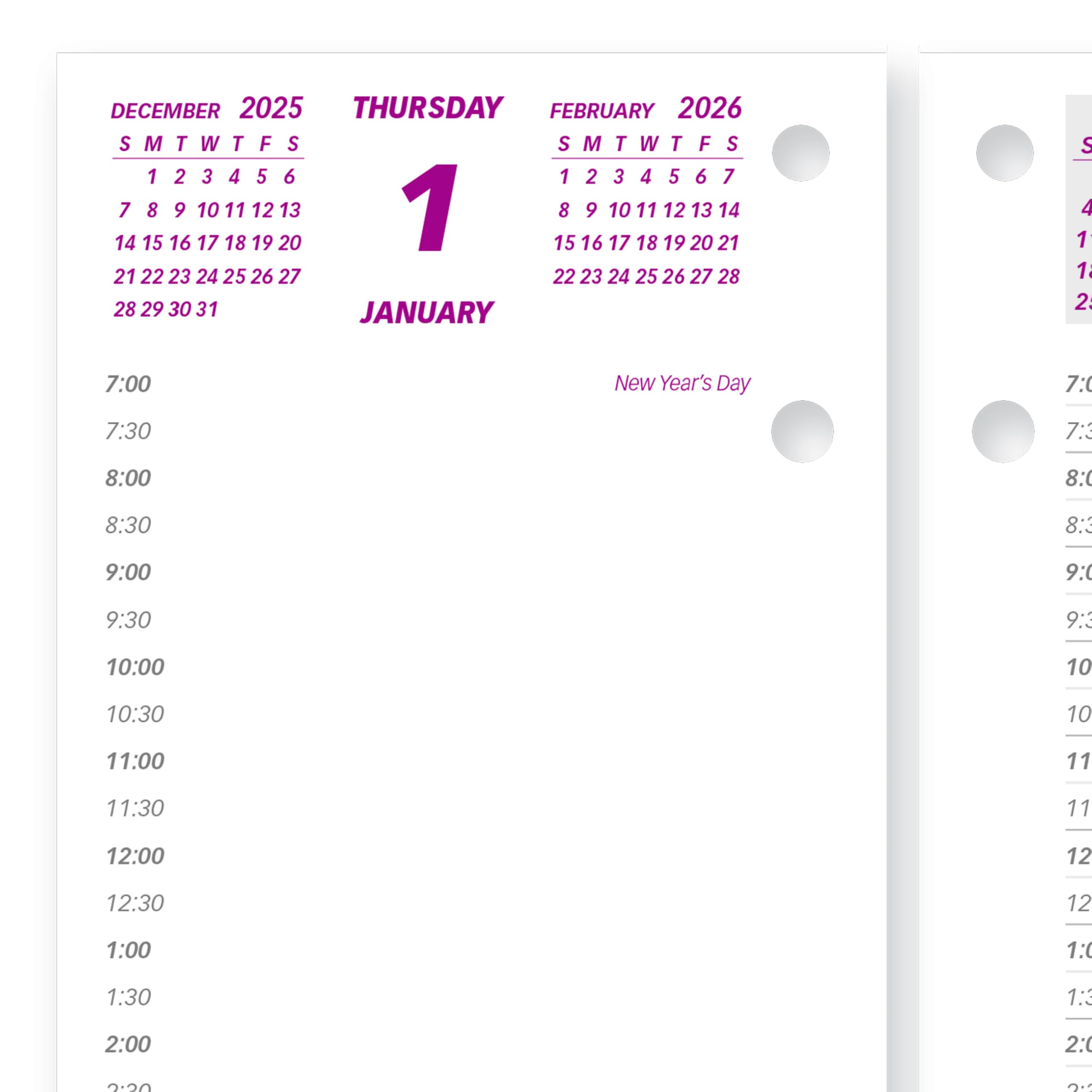 BROWNLINE Calendario giornaliero, ricarica con calendario orario, da gennaio a dicembre