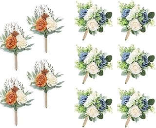 Grand Flowers Artistic Bridesmaid Bouquets, 4Pcs and 6Pcs Artificial Flowers for Weddings, Small Bouquets, Centerpieces for Ceremonies and Anniversary Proposals
