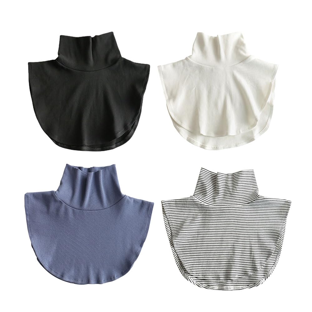 4 Pcs Fake Collar Detachable Turtleneck, Cotton Women's Mock Turtleneck Winter Dickey Collar Wrap for Women Girls