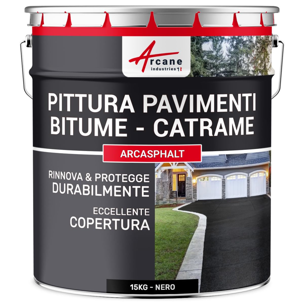 ARCANE INDUSTRIES Vernice per asfalto - ARCASPHALT - 15 kg (fino a 30 m² in 2 strati) Nero