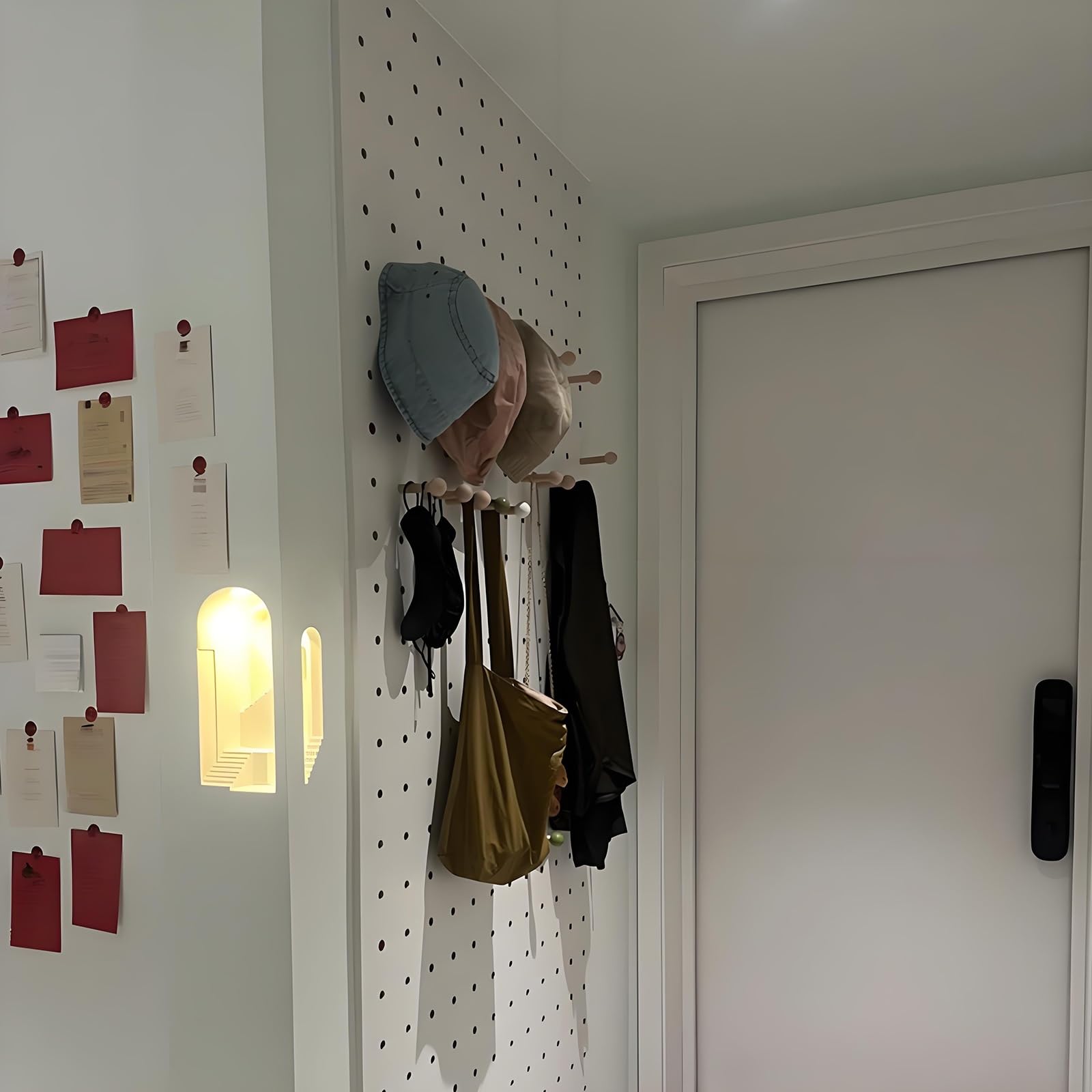 Wand-Organizer aus Holz, Pegboard mit Zubehör, Stecktafel für Zuhause, Bastelraum, Eingang, Büro, Schlafzimmer(Green)
