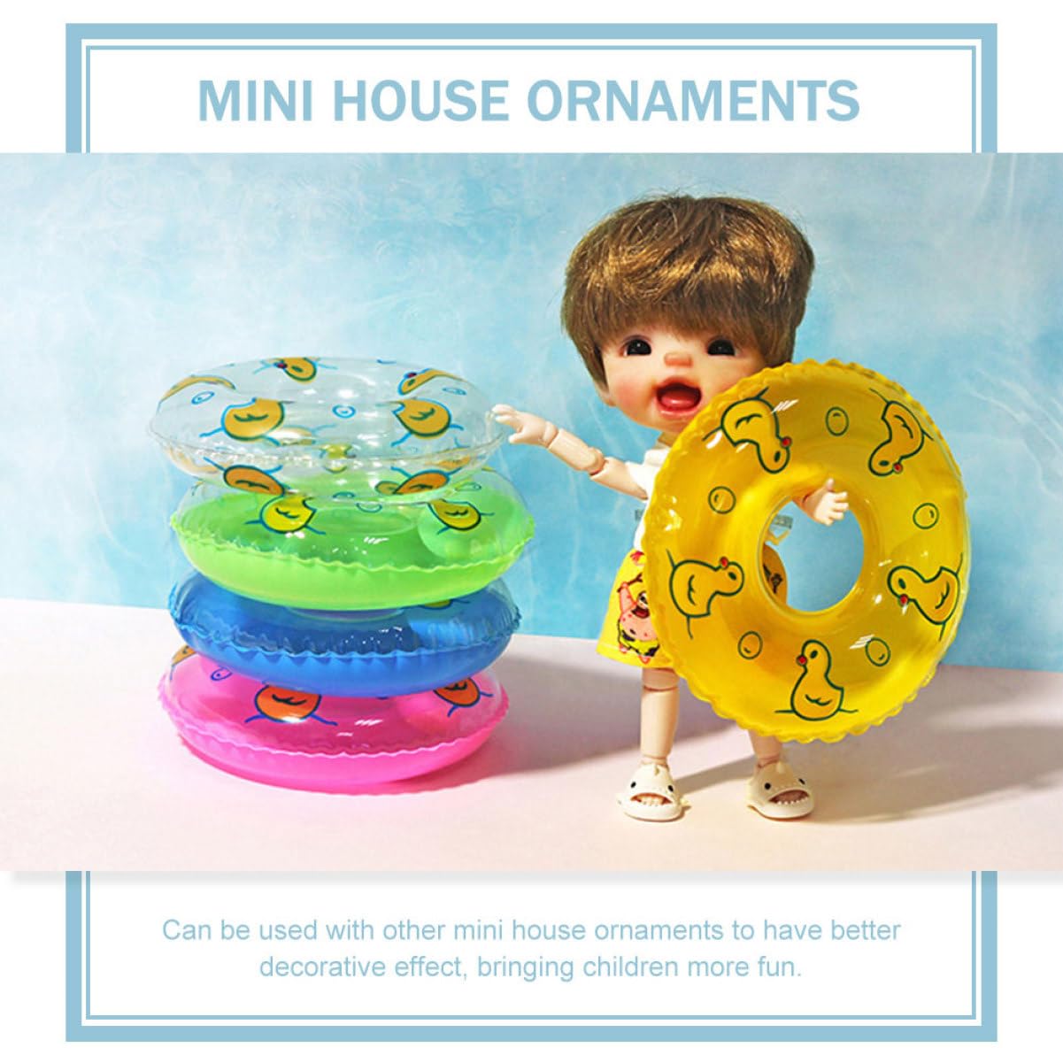 Beaupretty 20pcs Anneaux de Natation Miniatures Gonflables en PP pour Décoration Maison Miniature, Accessoires Piscine Pratiques Forme D'anneau, Cadeau de Vacances Charmant Couleur Aléatoire