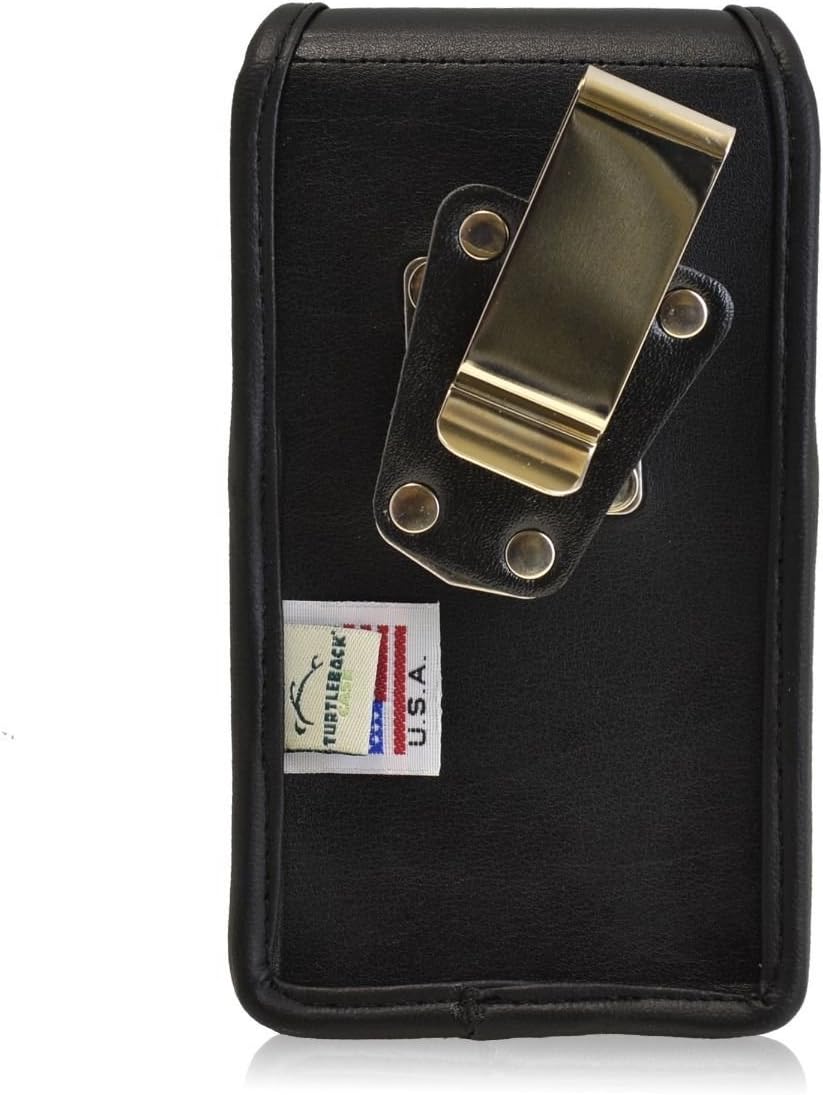 Turtleback Belt Case Compatible with Apple iPhone SE 5 5c 5s Fits w/OB Defender or Bulky Cases, Black Vertical Holster Leather Pouch with Heavy Duty Rotating Ratcheting Belt Clip