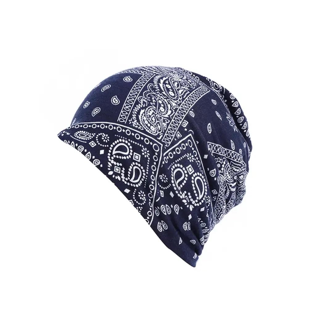 Djc Boutique Women's Navy Paisley Chemo Headwear For Beanie Headwrap Turban Bandana Hat Cap…