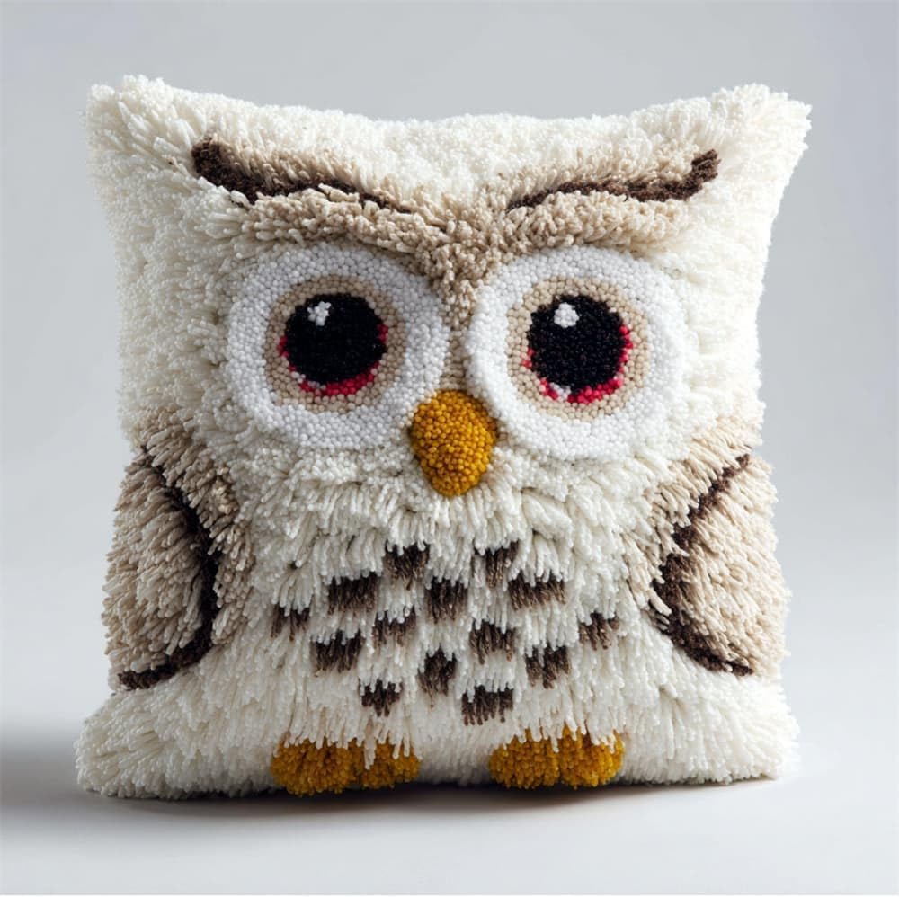 FWRTYCB Latch Hook Pillow Kit Owl Crochet Yarn Hooking Pillowcase