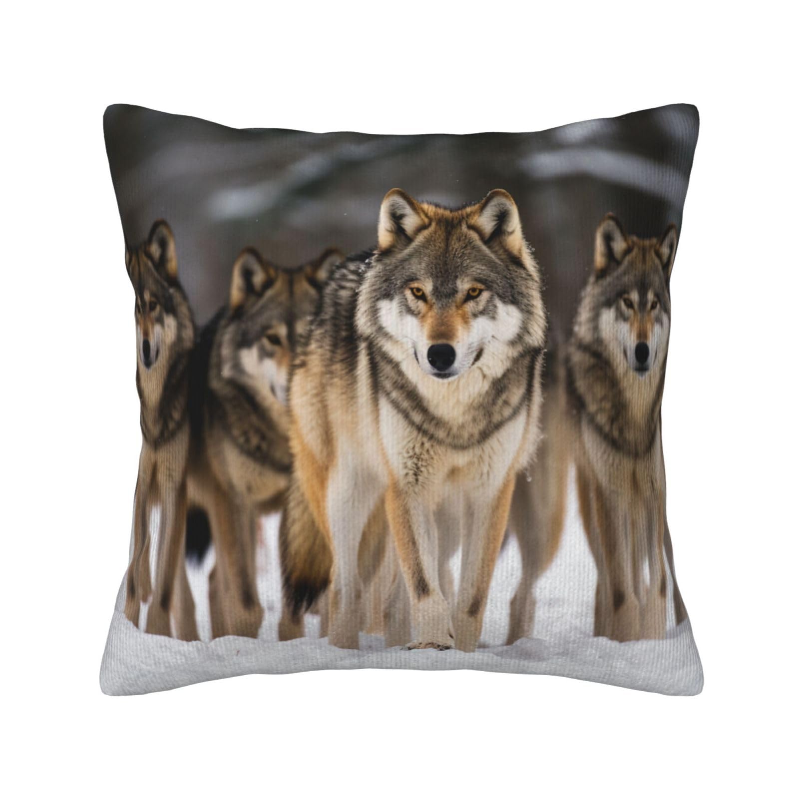 Housses de coussin velours loup déco canapé salon et lit 45,7x45,7 cm