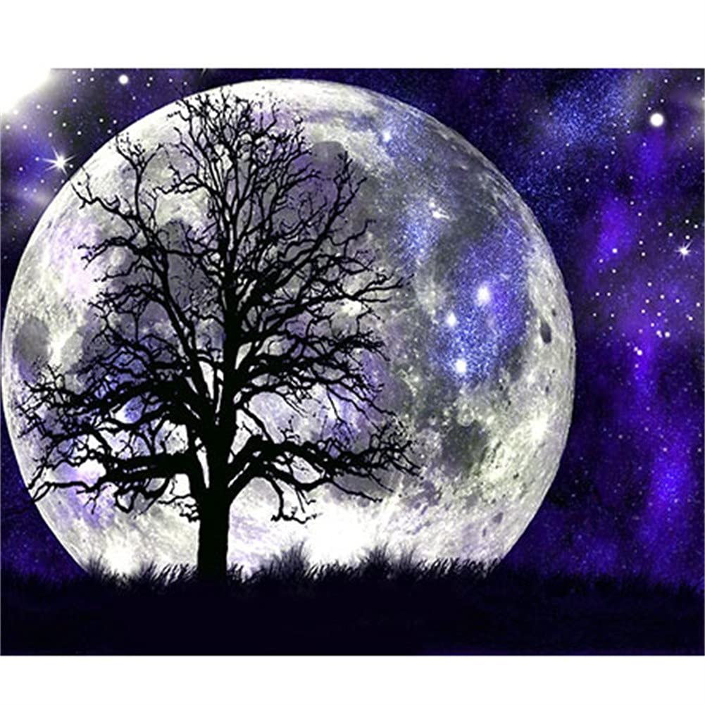 Broderie Diamant Arbre de Lune Carré et Rond - Activité DIY Anti-Stress