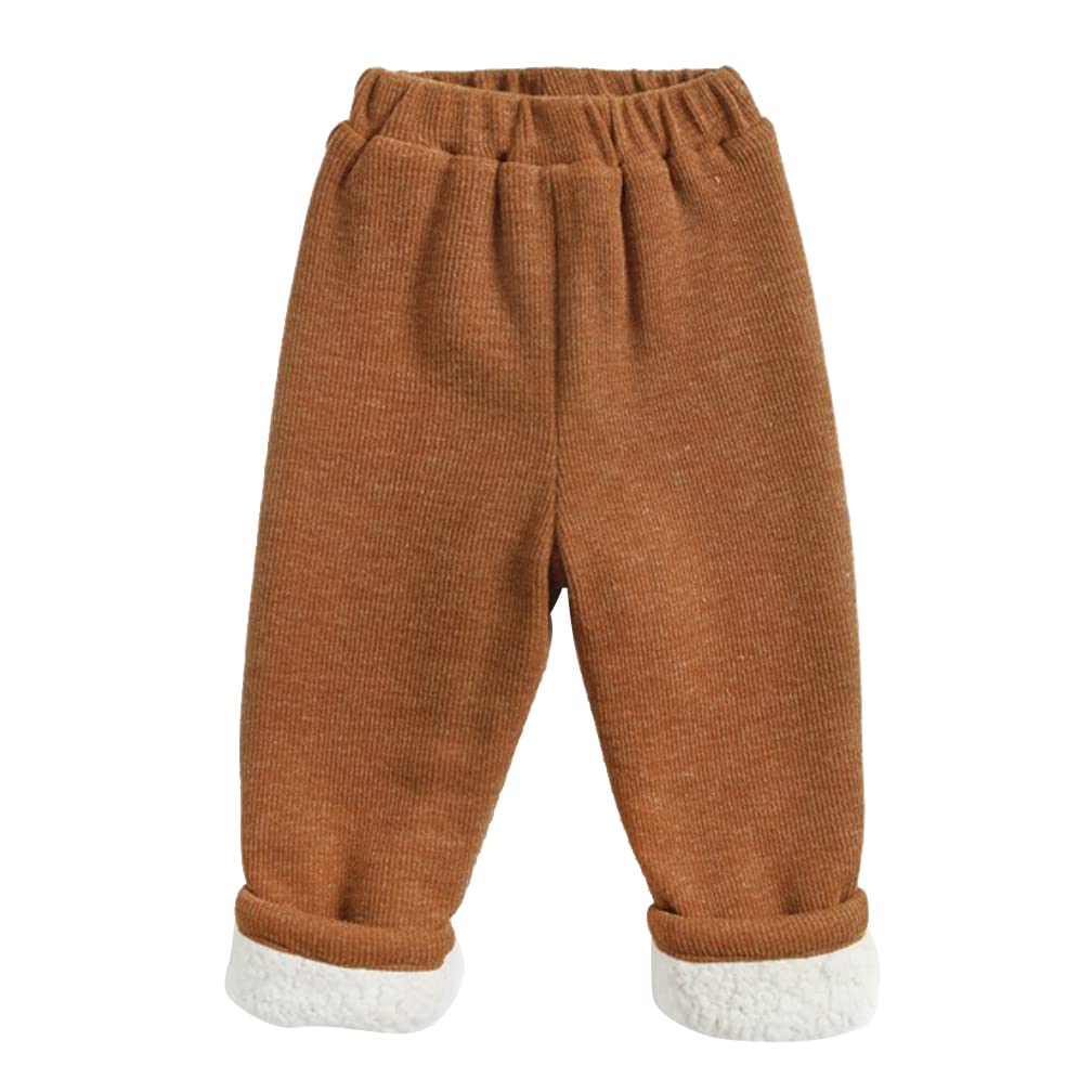 Unisexe Enfants Élastique Taille Coton Hiver Chaud Pantalon en Polaire Bébé Garçons Filles Trousers Bottoms 1-5 Années