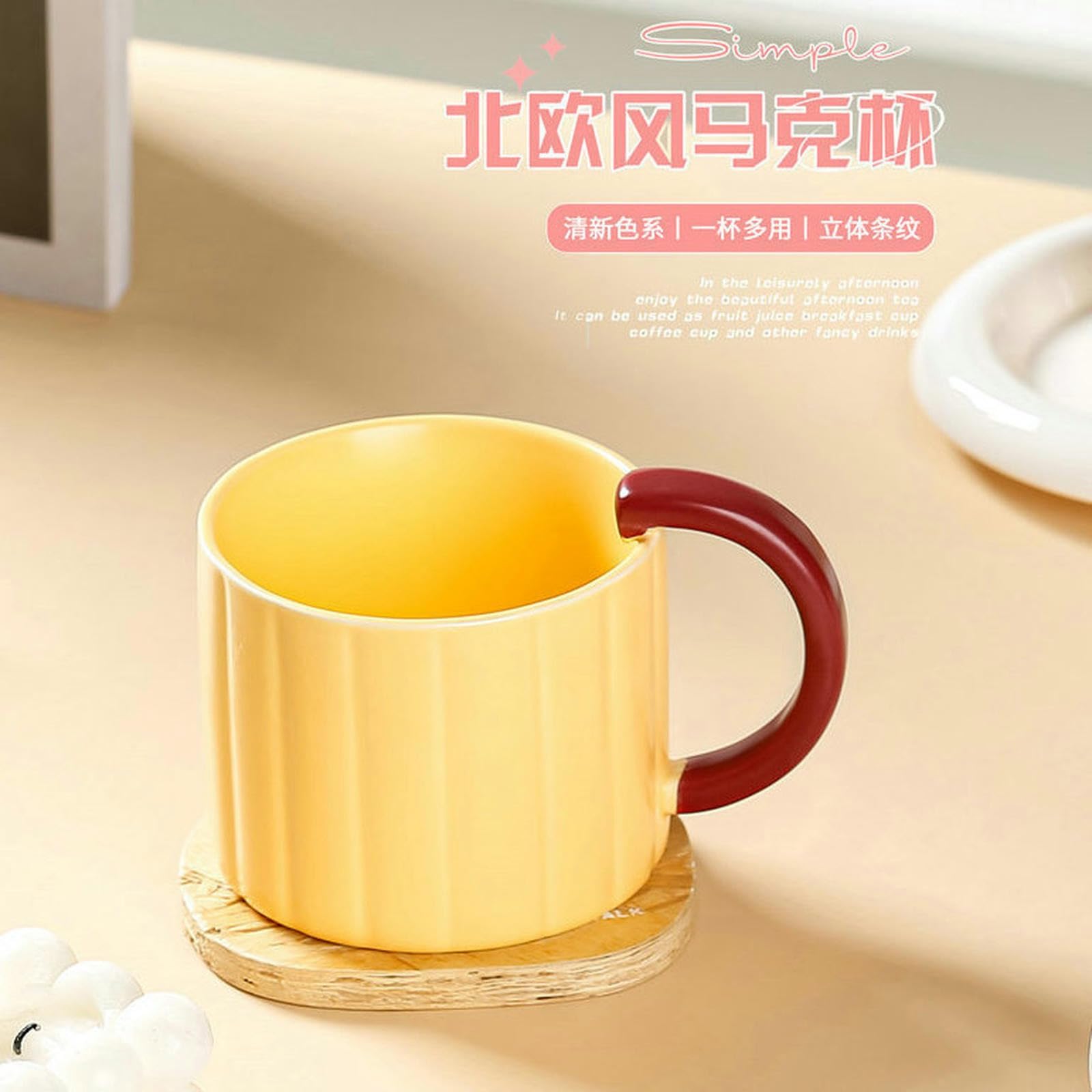 Mug De Cerámica Pintado Curvo Base Gres 500 Ml - Real Plaza