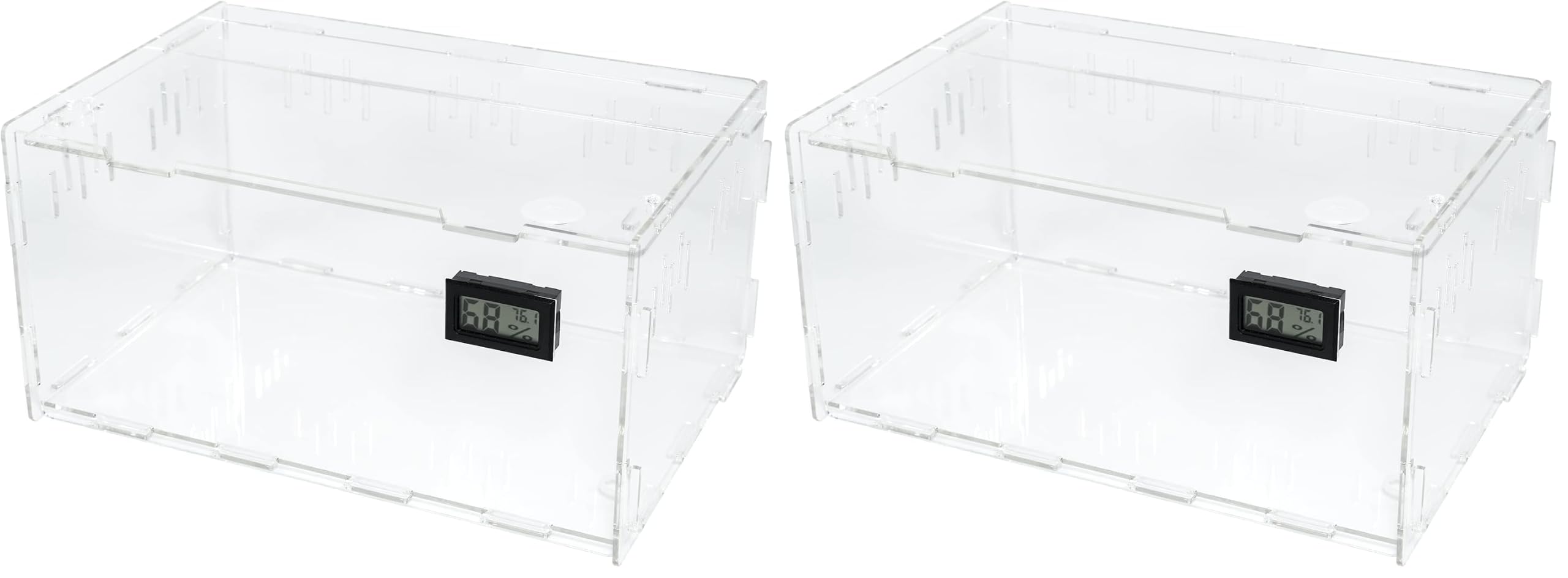 BETAZOOER Acrylic Reptile Terrarium Breeding Tank Enclosure 11.4"x7.7"x5.9" (Pack of 2)