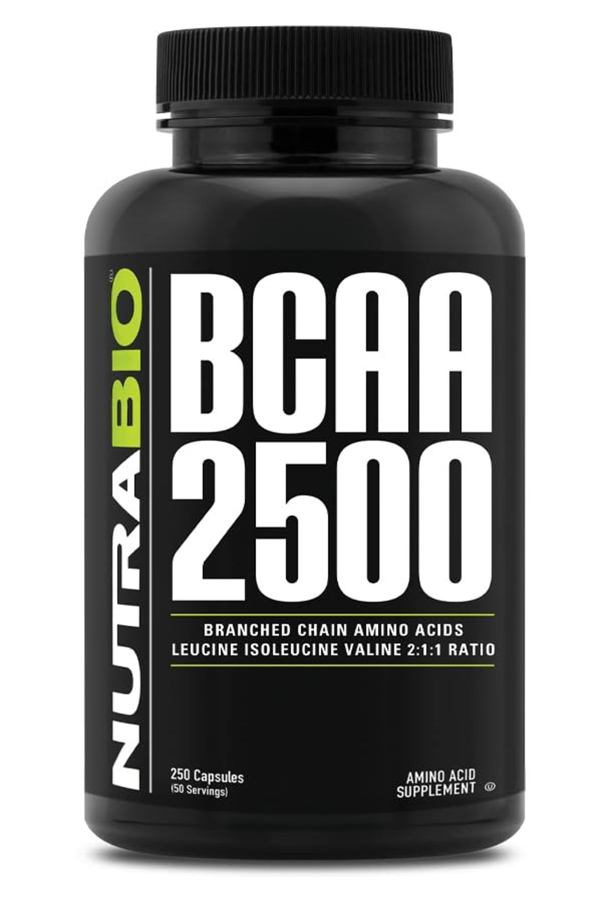 NutraBio – BCAA 2500 – Branched Chain Amino Acids – Support New Muscle Growth and Prevent Muscle Breakdown – 250 Capsules