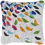Latch Hook Cushion Kits, Latch Hook Pillow Case Kits Embroidery Kits Carpet Set17X17Inch, DIY Needlework Pillow Cover Sofa Cushion Rug Making Kits, DIY Craft Kits (43x43 cm) - Falling leaves