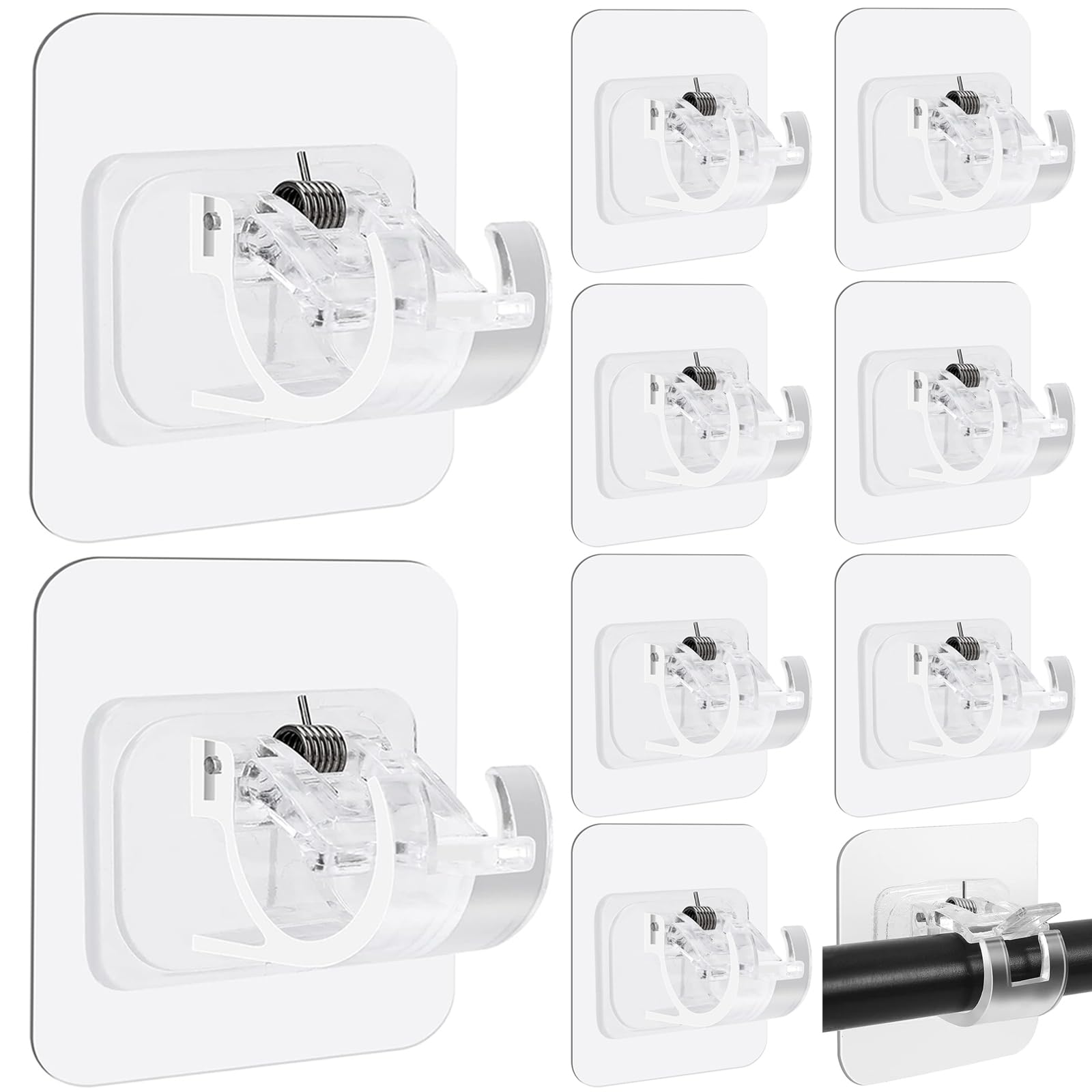 8PCS Supporti Per Asta Tende Autoadesivi - Senza Foratura, Trasparenti - Foto 9