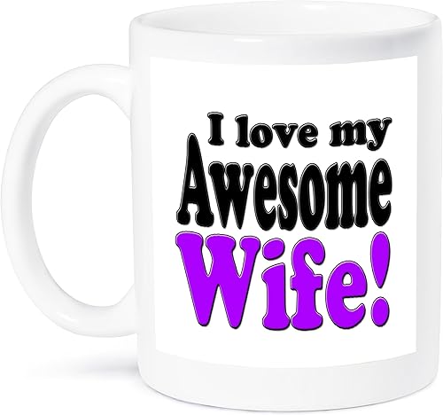 3dRose evadaneFunny QuotesI Love My Awesome esposa, púrpura,Tazas, Blanco