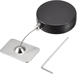 sourcing map Retractable Cable Lock with Double-Sided Adhesive, Remote Control Lock Anti-Lost Rope Hardware Cable Lock 200g Tensile Force Black