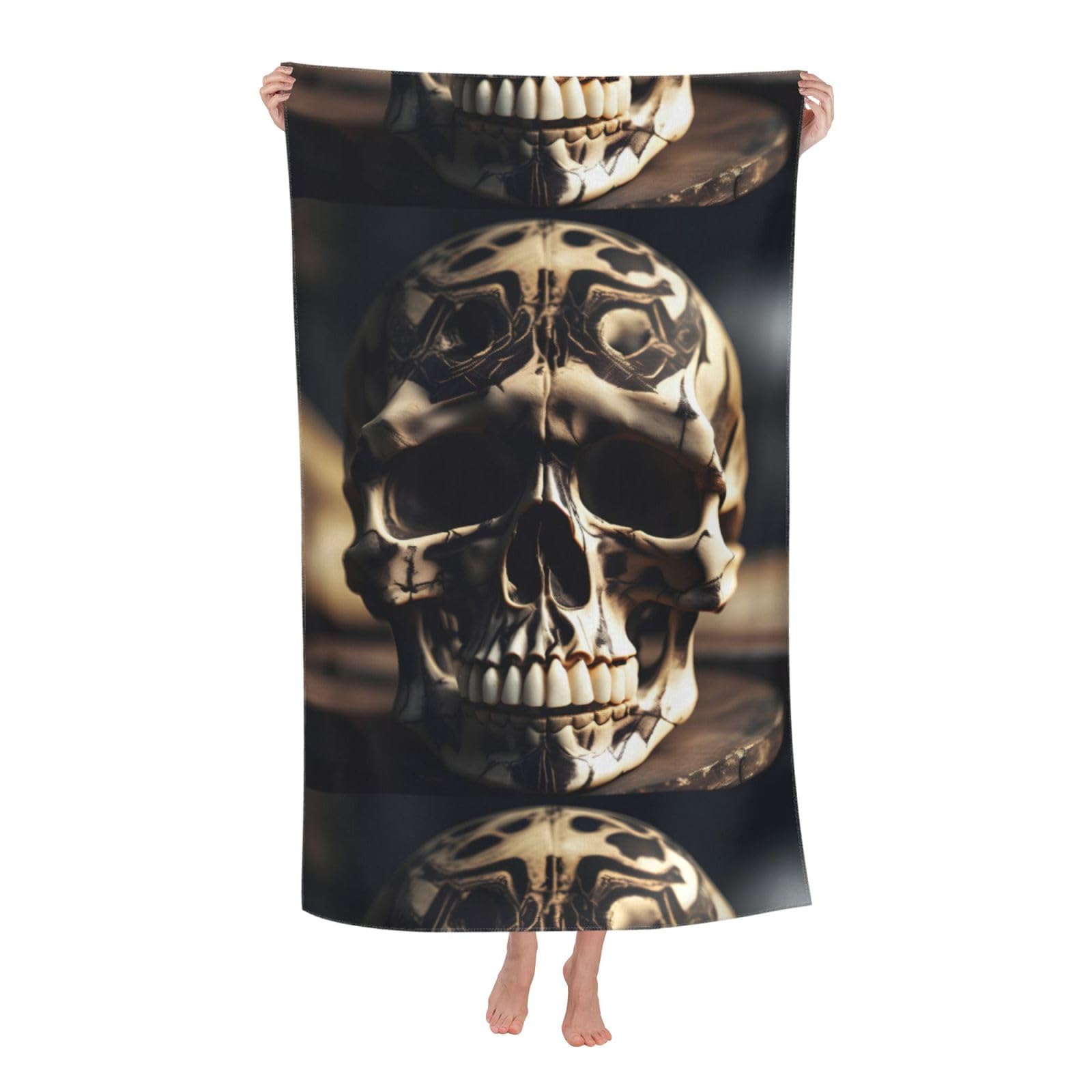 Cbaaghh Skull Rock Roll Skeleton Bone Print Adult Beach Towels,Beach & Pool Towel,Beach Towels,Towels For Camping