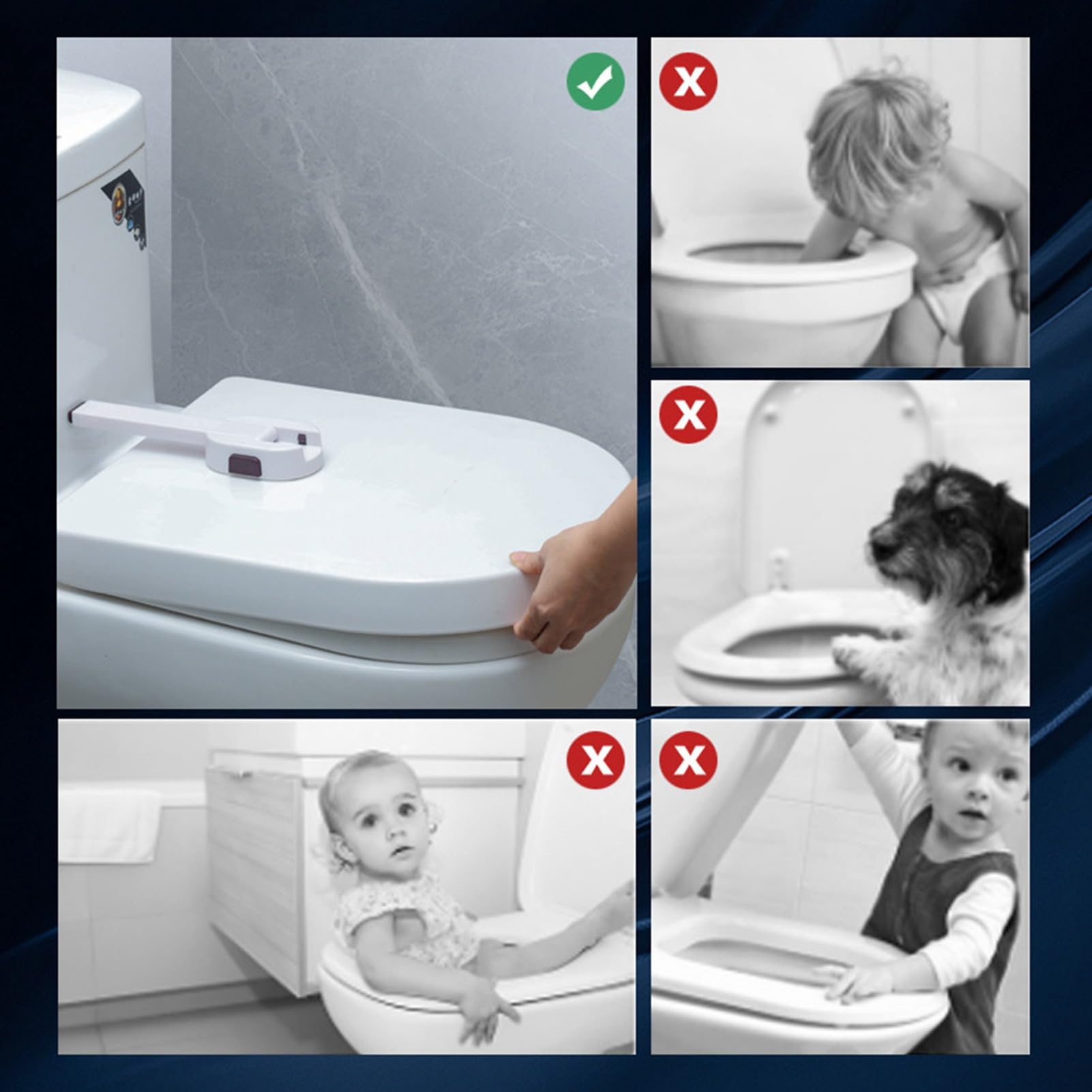 Toilettenschlösser, Kindersicher, Einfache Installation, Toilettendeckel, Schließfach, Kindersicher, Toilettensitzschloss, Passend für die Meisten Toiletten, Badezimmer,