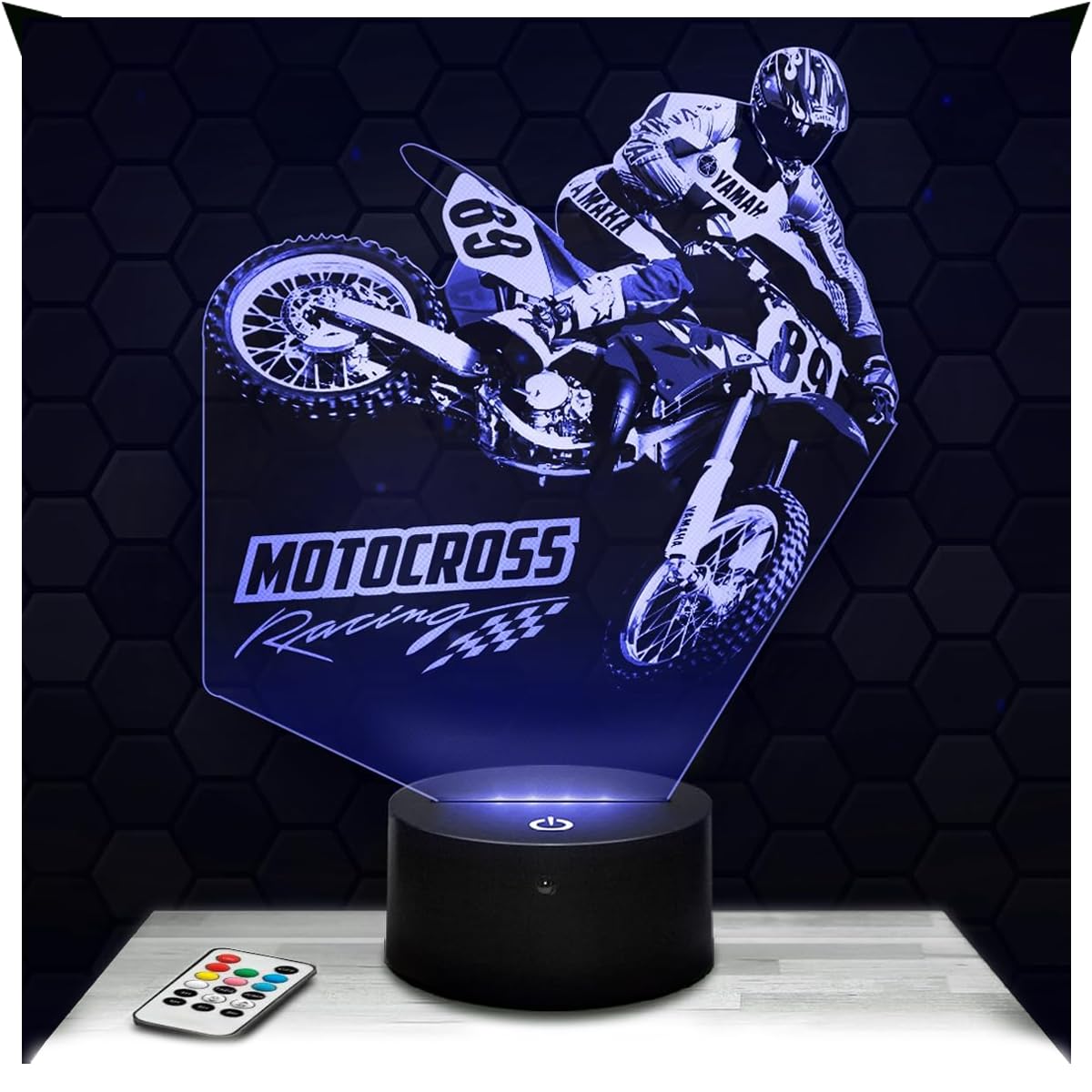 Lampephoto.fr - Cross Motorcycle 3D Lamp, Night Light 3D LED Illusion Lamp, Gift idea for Men Motorcycle, Gifts Merchandise, Children's or Adult Bedroom Night Light TOP