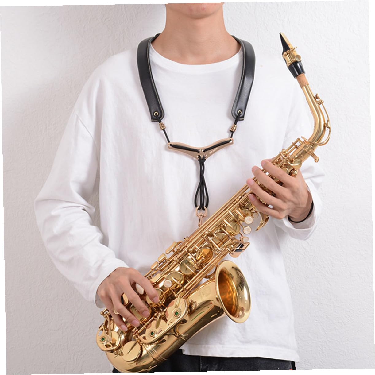 Imbragatura per Sax Contralto, Accessori Sassofono Doppia Spalla, Cuoio e Nylon, Regolabile, Nero, Cinghie per Borse per Uso Quotidiano Stili multipli