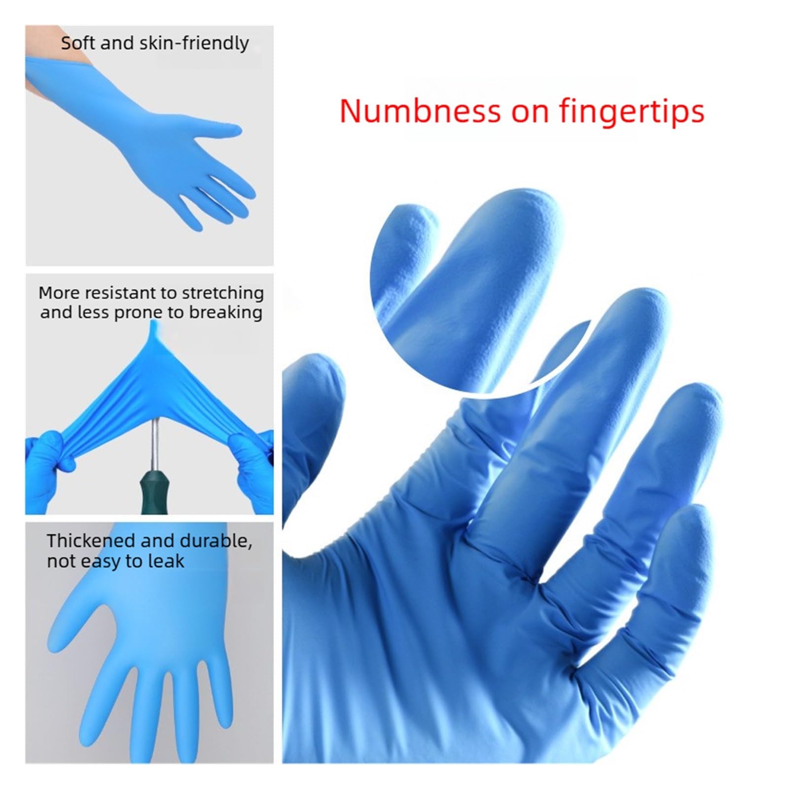Genérico Guantes desechables de nitrilo puro: resistentes al aceite, impermeables, resistentes a ácidos y álcalis, guantes de alta elasticidad (100 unidades por caja)(White,S)