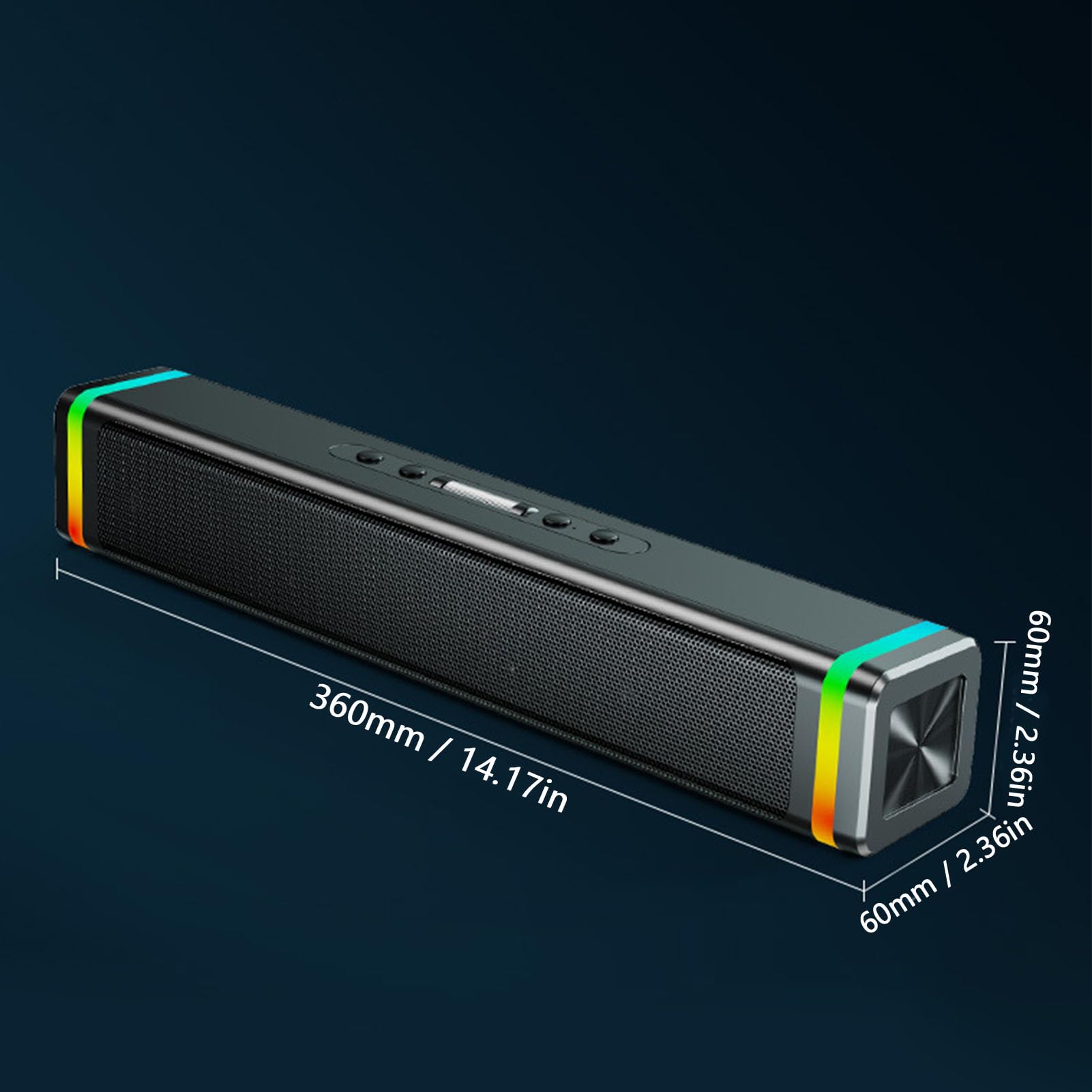 Altoparlanti per PC, Altoparlanti da Gioco Alimentati Tramite USB con LED RGB Dinamico Bluetooth 5.3, Soundbar da Tavolo con Controllo della Manopola del Volume Plug and Play per Monitor da