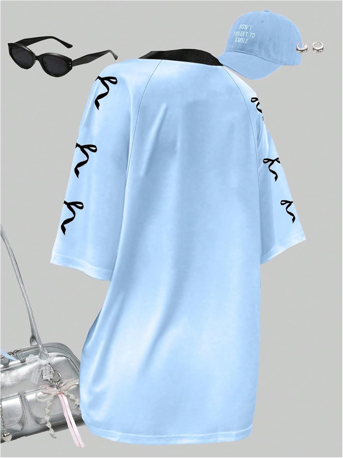 Girl's Jersey Y2K Oversized Graphic Number Print Tops V Neck Short Sleeve T Shirt Hip Pop Tee Streetwear - Image 2