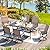 BUPPLEE 7-Piece Outdoor Patio Dining Set with 6 Swivel Rocker Chairs, Rectangular Metal Table with Umbrella Hole, 6-Person Patio Table and Chairs for Backyard, Poolside, Balcony and Garden Brown