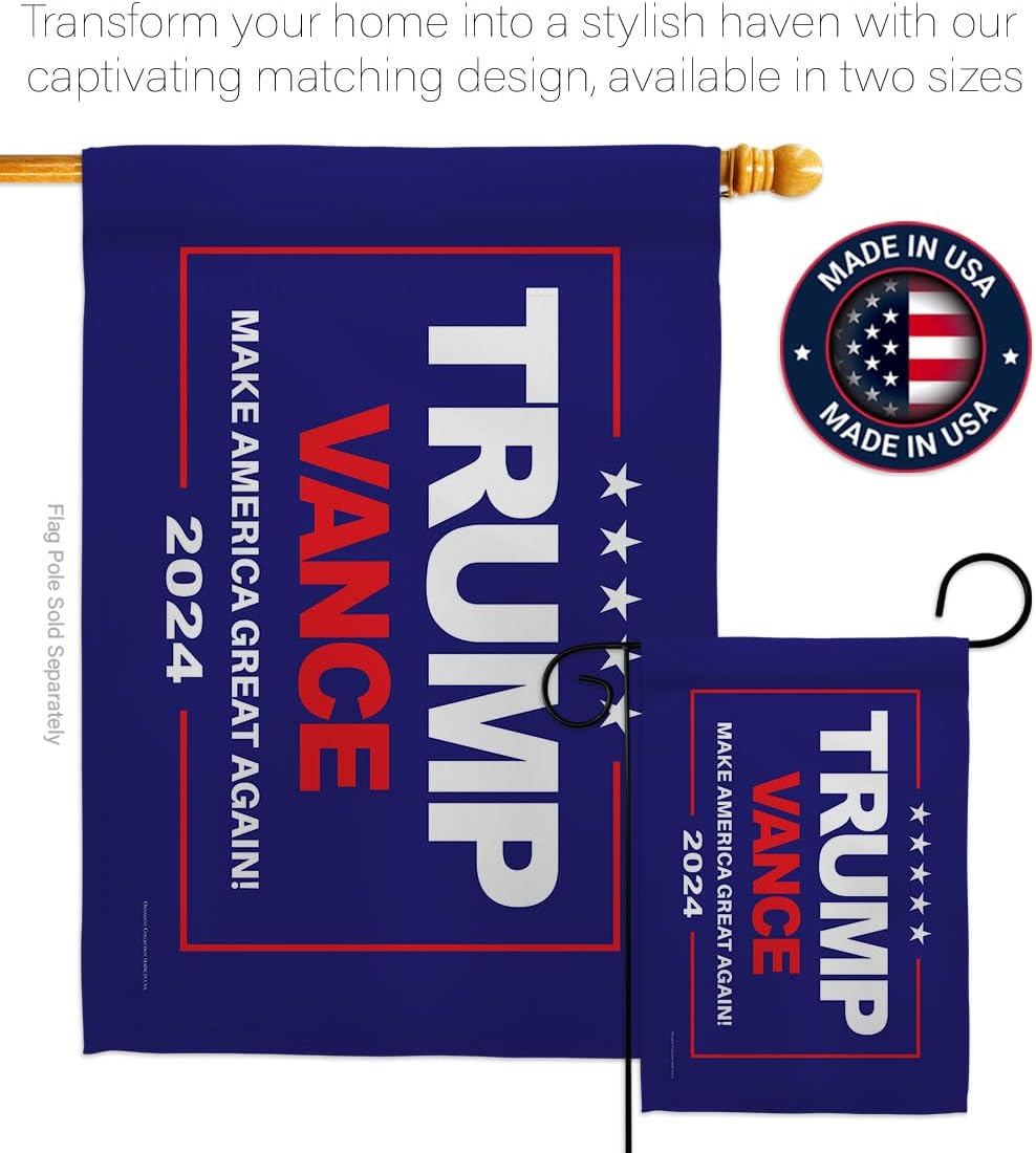 Trump Vance 2024 Flag Garden Sign Wall Decor Home Yard Room Poster Election 2024 Rally Shooting President 47 MAGA Yard Sign Outdoor Patriotic Decoration Republican Gift Made In USA