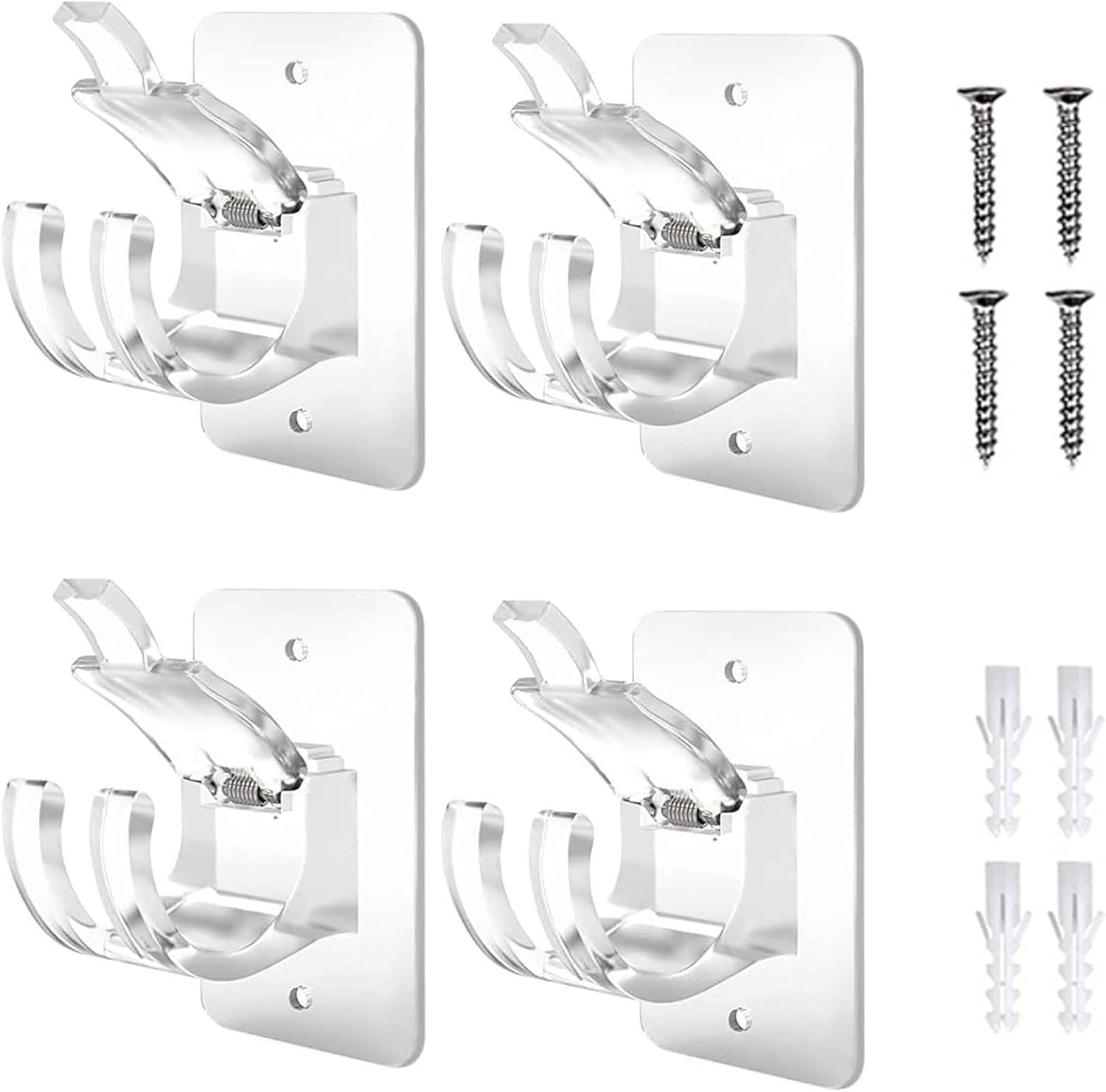4Pcs No Drill Curtain Rod Holders , Curtain Rod Holders