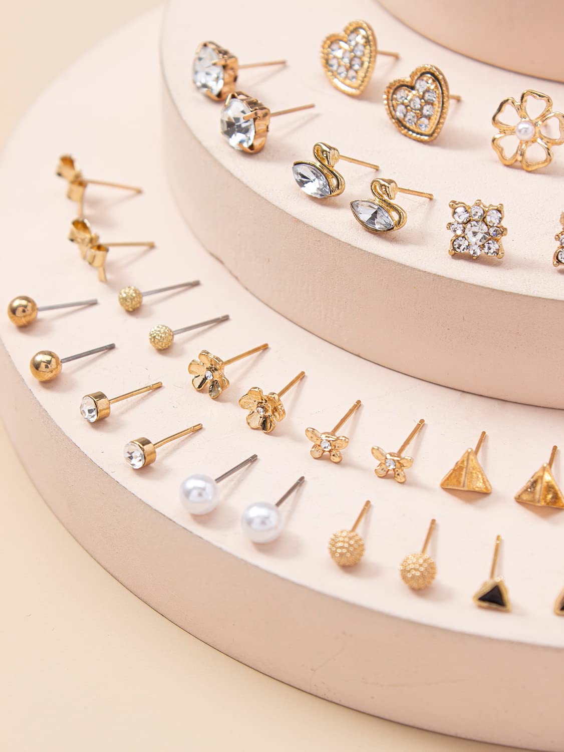 30 Pairs Crystal Pearl Earrings Combo Set for Women