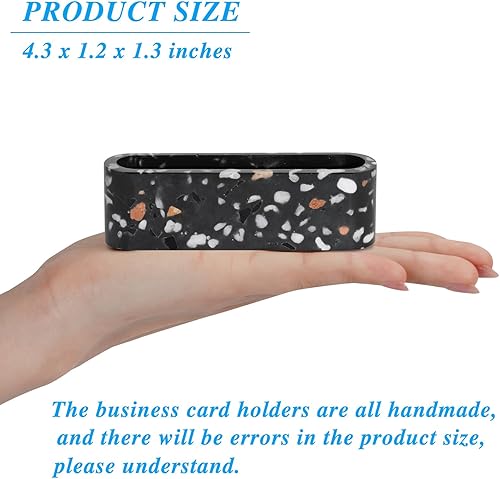 Miniatura 7 de Tarjetero de terrazo para escritorio, bonito soporte para tarjetas de visita de concreto, pantalla ovalada para tarjetas de visita, soporte para