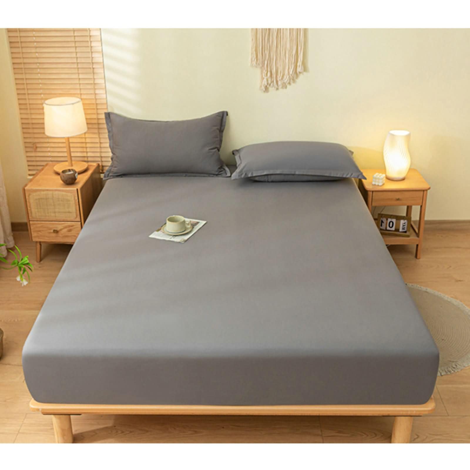 Betttuch Anthrazit Dunkelgrau 180x220cm Hülle, Spannbettlaken Wasserbett Einfarbig, Faltenresistent Ausbleichen Polyester Baumwolle Tagesdecken Unterbett als Schutz für Boxspringbett