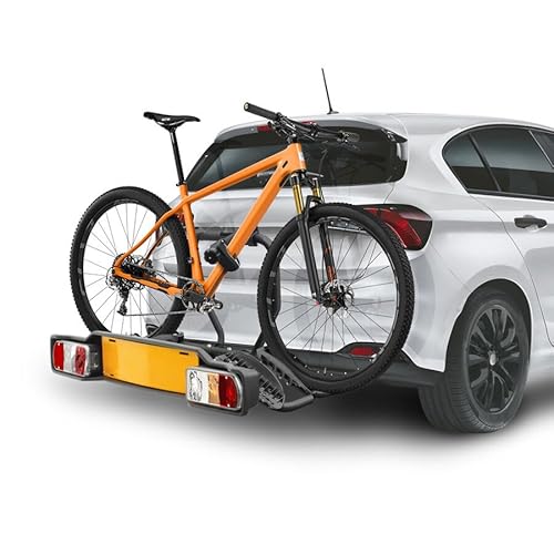 BBROS Portabici da Gancio Traino Fisso | Per 2 Bici Standard (No E-Bike) | Max 34kg | Montaggio Facile | Con Luci e Spina 13 Poli