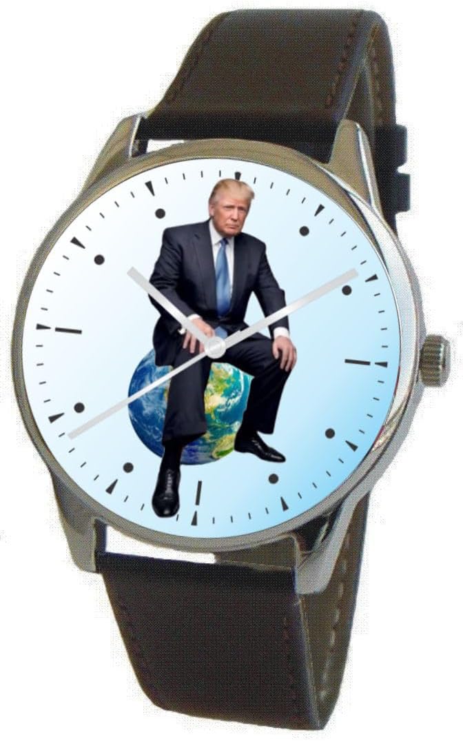 Donald J. Trump Peacemaker On The Dial of The Polished Chrome 42mm Watch with A Black Leather Strap and Donation to TNC
