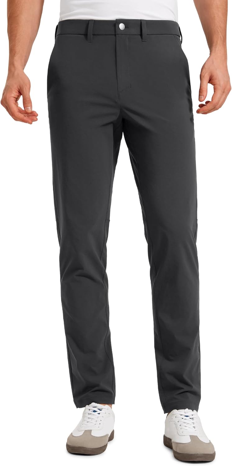 CRZ YOGA Casual Golf Pants for Men - 32" Water Resistant Lightweight Work Dress Trousers with Zipper Pockets