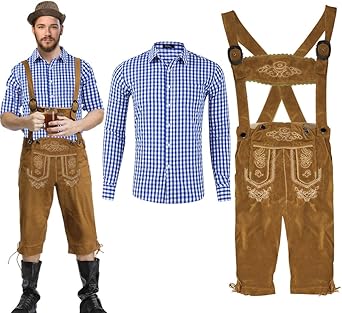 Trachtenset Für Jungen 3-teilig - Lederhose Mit Hemd & Hut Für Oktoberfest