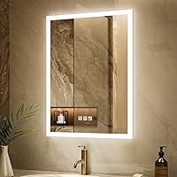 Vista 1 de Espejo de baño LED de 24 x 32 pulgadas con altavoz Bluetooth, interruptor de inducción, espejo de tocador inteligente montado en la pared, IP44