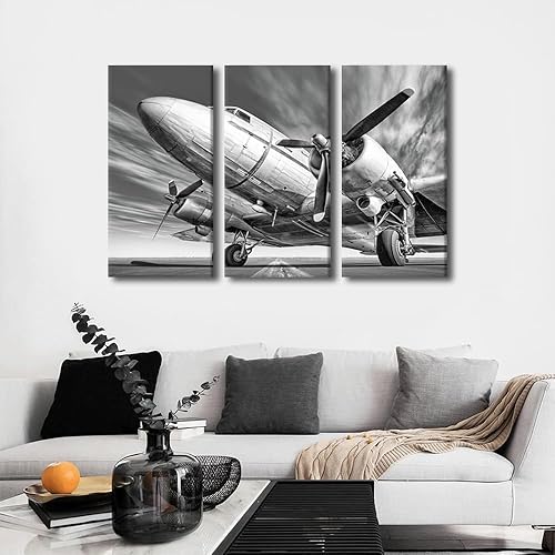 Miniatura 119 de Lienzo decorativo para pared, 3 piezas, póster de nariz de avión, arte de hélice gris, decoración del hogar, lienzo inspirador, decoración de pared