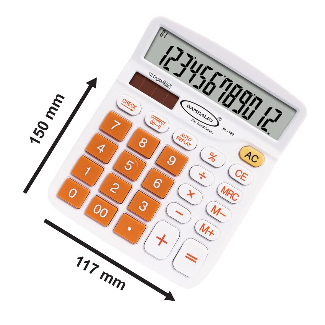 Bambalio 12 Digits Electronic Calculator(Orange) 3 Years Warranty BL-700 1