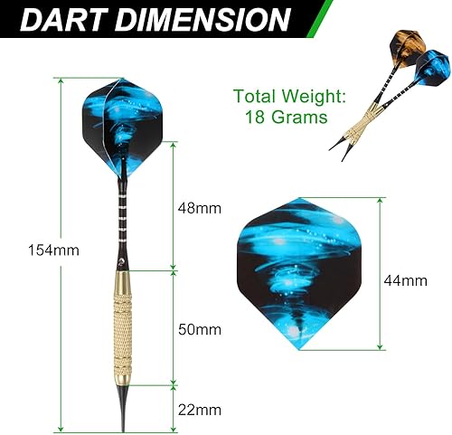 Miniatura 2 de PATIKIL Juego de dardos de punta suave, punta de plástico, 12 unidades de 0.63 oz con 60 puntas de dardos de plástico adicionales, 21 vuelos de