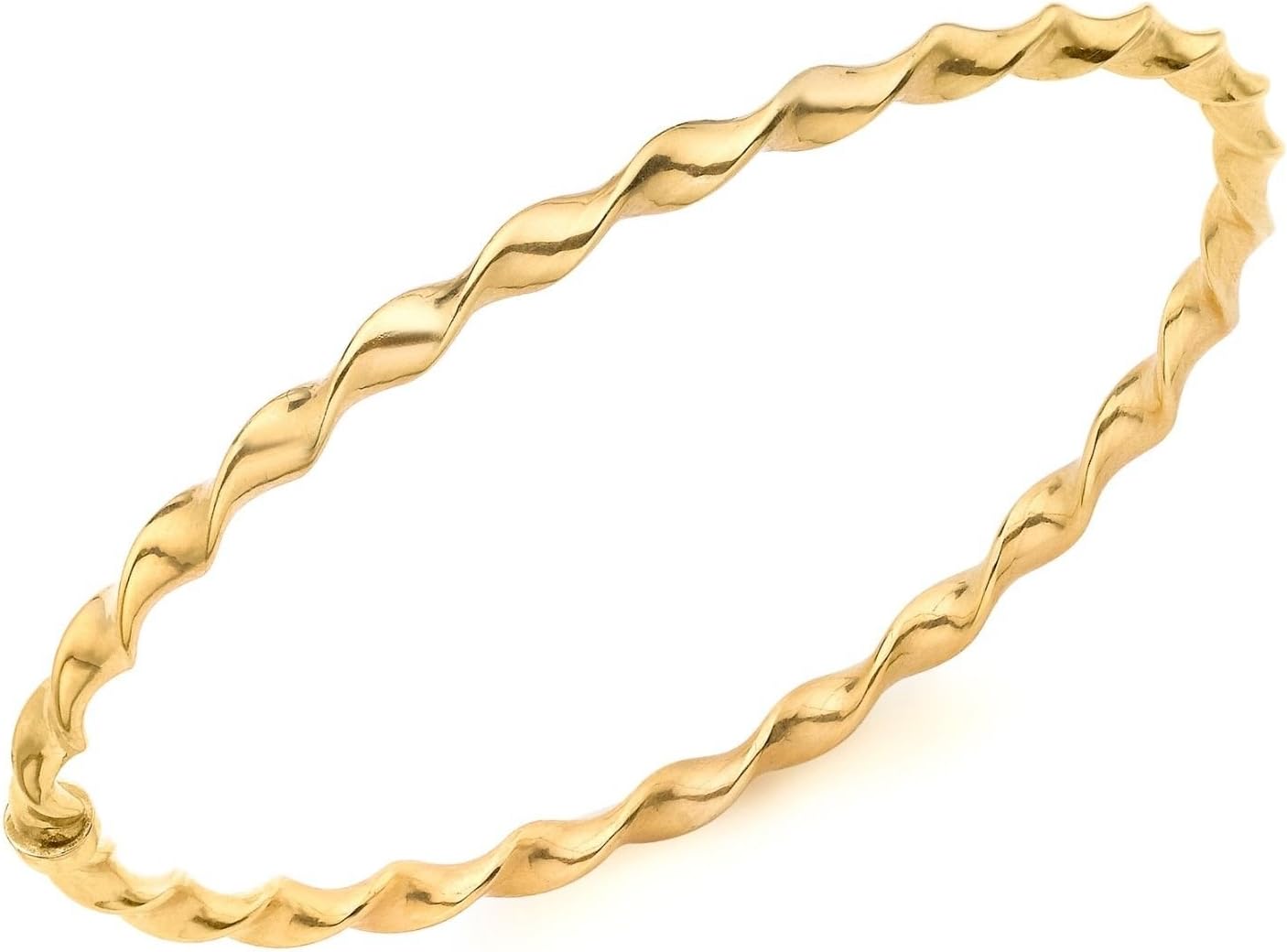 9ct Solid YELLOW GOLD Twisted Slave Bangle Slip on style Claps Bracelet Good Size Hallmarked + FREE Gift Town Talk Gold Cloth