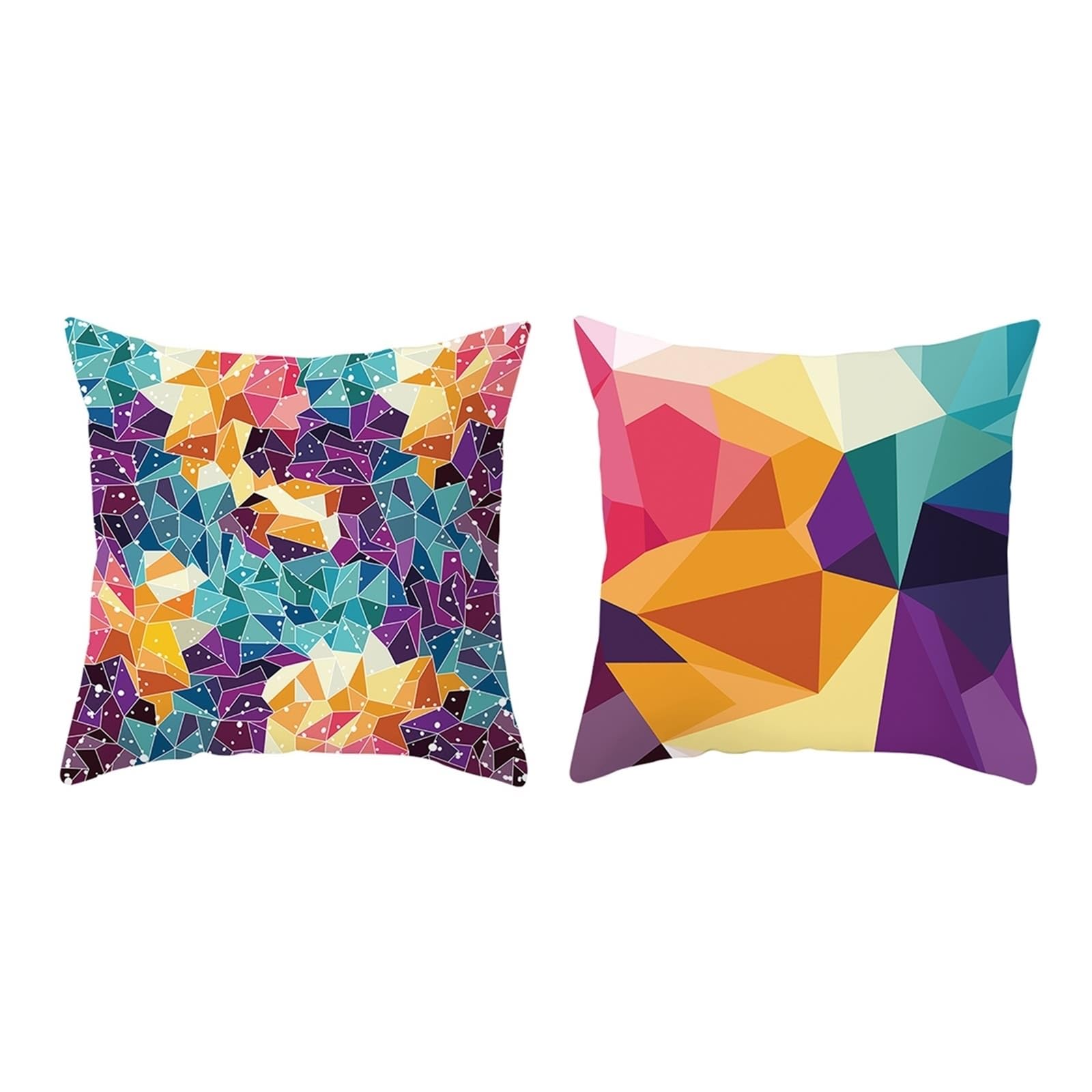 Housse de coussin pour chambre et salon au design diamant multicolore, lot de 2 doux