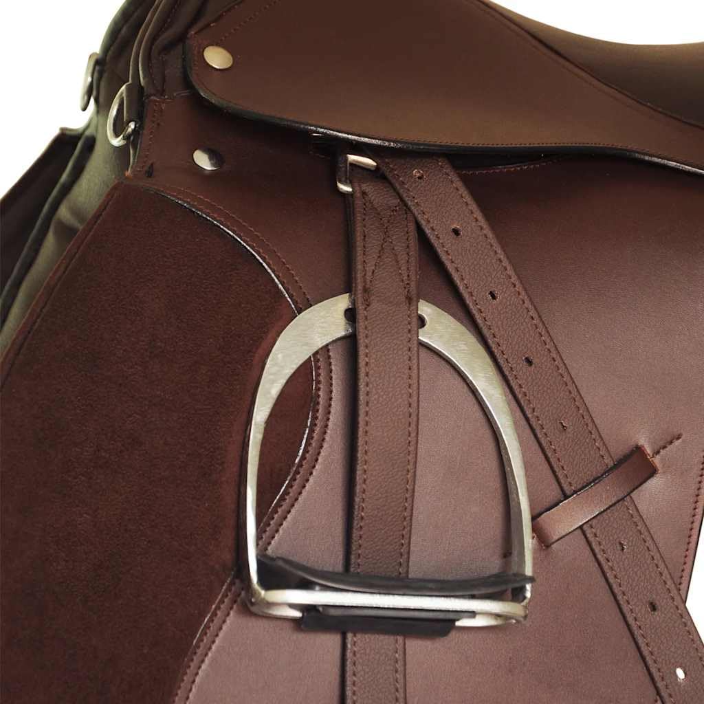 Home strumenti-Set sella equitazione 16 in vera pelle marrone 14 cm 5 in 1