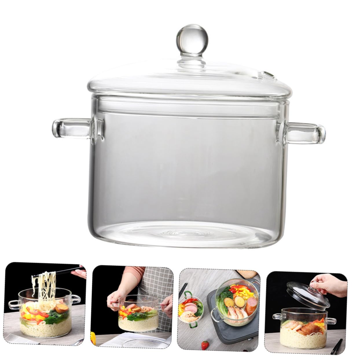Transparentes Hitzebeständiges Glas fruchtschüssel mit Deckel Mikrowellengeeignet für Salat Suppe Nudeln Schnelles Entlüften Gesundes Kochen Vielseitig Einsetzbar