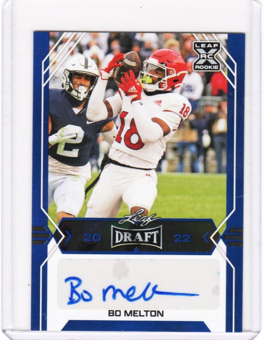 Bo Melton Autographed Rookie Card Draft Auto Collectible Football Card - 2022 Leaf Football Card #BA-BM1 (Knights)