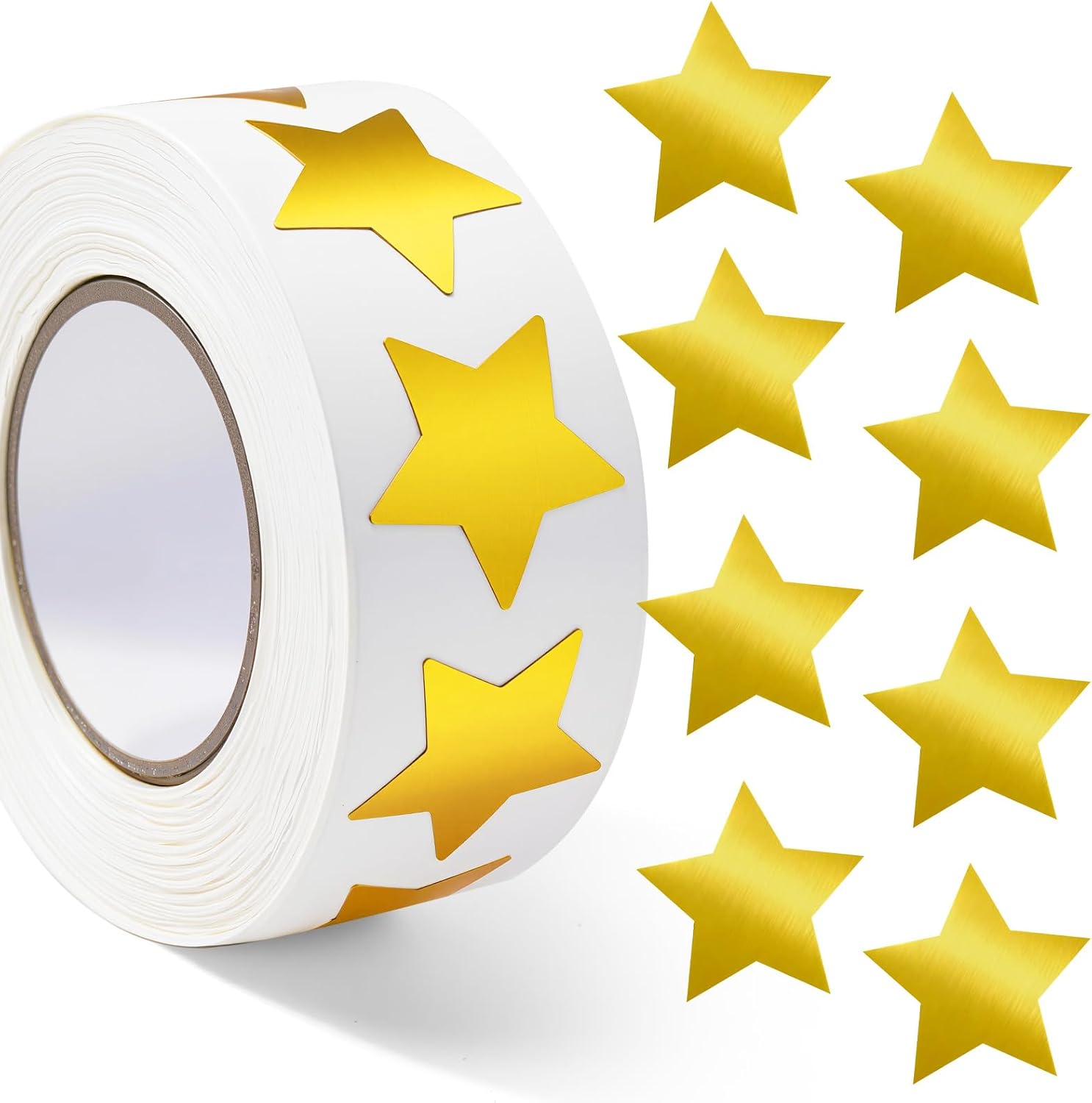 Gsinodrs 1000Pcs Gold Star Stickers - 1 Inch Holographic Self-Adhesive Metallic Foil Star Labels, Sparkly Reward Stickers for Classroom Supplies, Teacher Incentives & Behavior Tracking