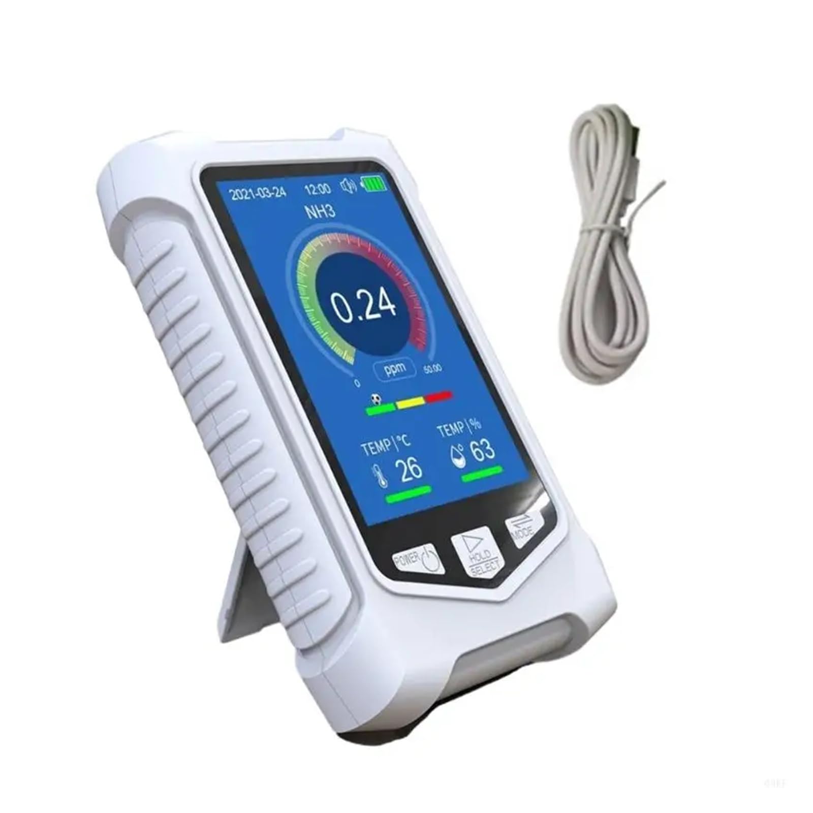 Rilevatori di gas NH3 portatili con display LCD digitale Gamma 0-50 ppm Tester di qualità dell'aria con scossa di luce sonora for lavoro, casa Monitoraggio veloce