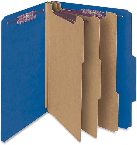 Smead - Carpeta de archivo para clasificación, de cartón prensado, con sujetadores SafeSHIELD, 3 divisiones, expansores de 7.6cm, tamaño carta, Azul