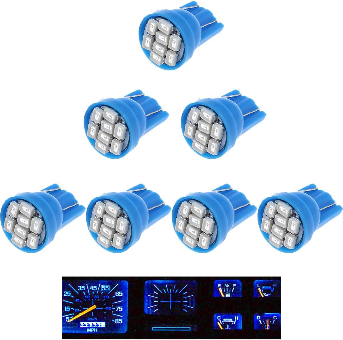7Pcs t10 led bulb Instrument Gauge Cluster LED Dash Kit Dashboard LED Light Bulbs Blue Replacement for Ford 1993-1996 Bronco F150 F250 F350 Truck, Ford 1980-1986 F100 F150 F250 F350 Truck