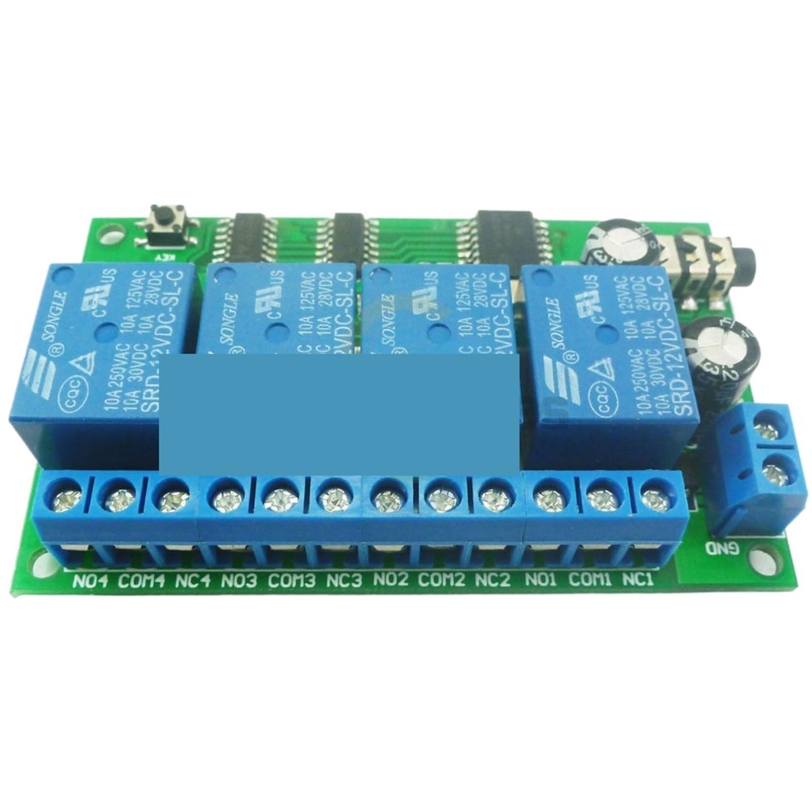 Módulo de relé de control remoto AD22B04 MT8870 de 4 canales con decodificador de señal de tono DTMF, 12 V CC, for Home con cable de 3,5 mm